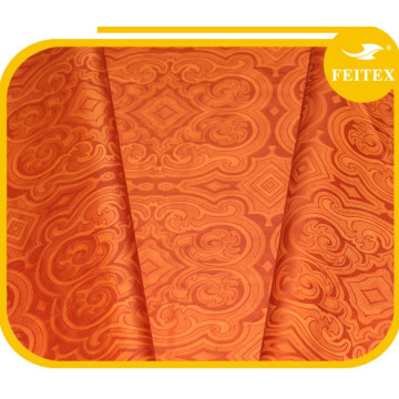 African Ghalila Textiles New Orange Cotton Jacquard Fabric Bazin Riche For Women Clothes